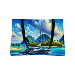 Tropical Sailscape Weekender Tote Bag - Subtle Blue M